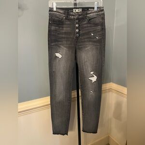 Rewash High Rise Distressed black Jeans 9 button fly
